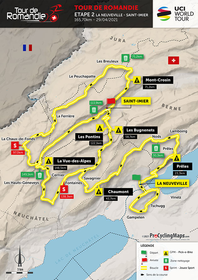 Tour of Romandie stage 2 map